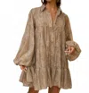 Erika Peña Anette Button Front Mini Dress In Animal In Multi