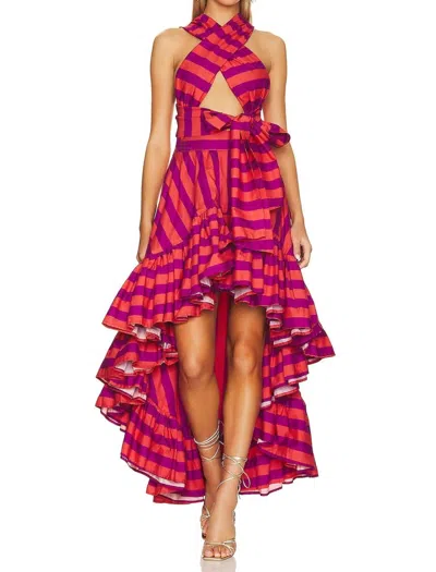 Erika Peña Coco Convertible Dress In Coral Stripe In Multi