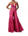 Erika Peña Lola Maxi Jumpsuit In Coral Red In Pink