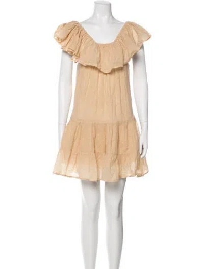 Pre-owned Erika Peña Off-the-shoulder Mini Dress In Neutral
