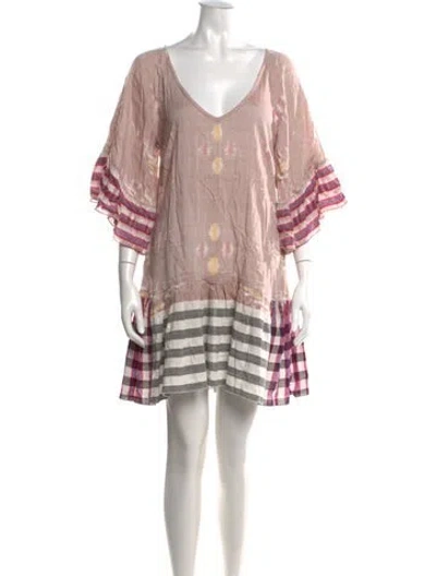 Pre-owned Erika Peña Patterned Mini Dress In Pink