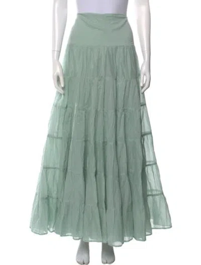 Pre-owned Erika Peña Ruffle Embellishment Long Skirt In Green