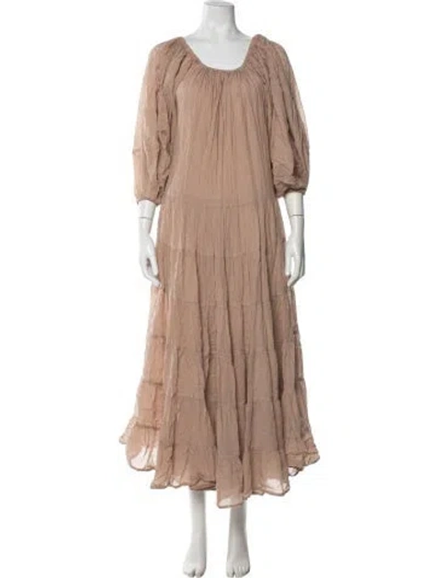 Pre-owned Erika Peña Scoop Neck Long Dress In Pink