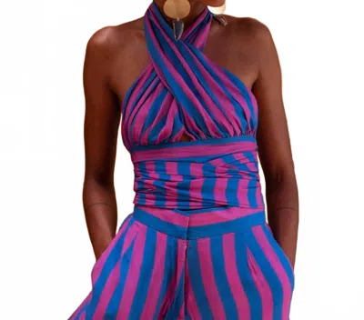 Erika Peña Simon Top In Blue & Pink In Multi