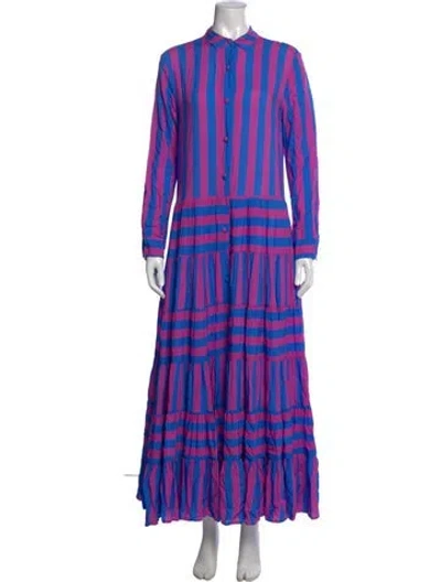 Pre-owned Erika Peña Striped Long Dress In Purple