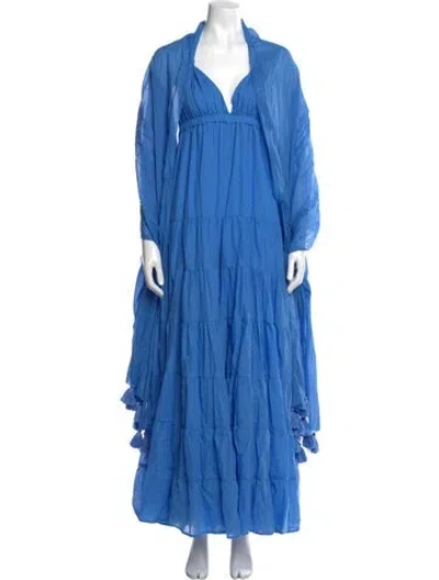 Pre-owned Erika Peña V-neck Jumpsuit In Blue