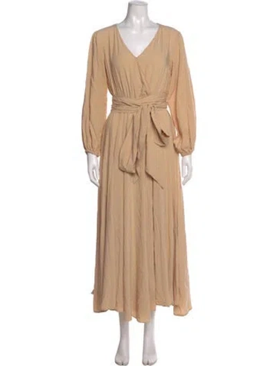 Pre-owned Erika Peña V-neck Long Dress In Neutral
