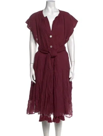 Pre-owned Erika Peña V-neck Long Dress W/ Tags In Burgundy