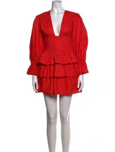 Pre-owned Erika Peña V-neck Mini Dress W/ Tags In Red