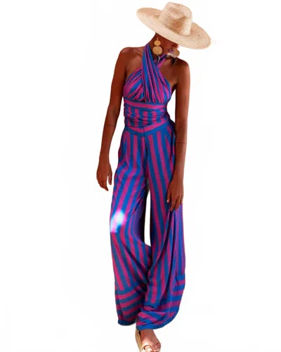 Erika Peña Ziggy Pants In Blue & Pink In Multi