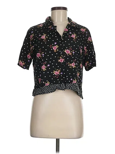 Pre-owned Erika Short Sleeve Blouse In Black