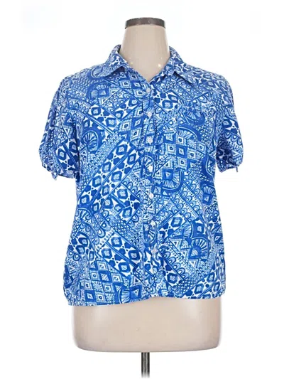 Pre-owned Erika Short Sleeve Blouse In Blue