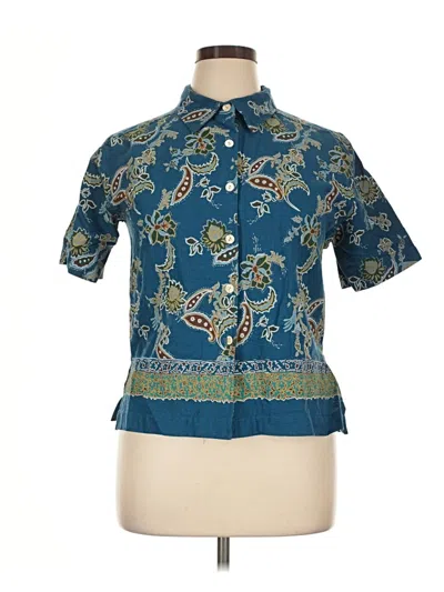 Pre-owned Erika Short Sleeve Blouse In Blue