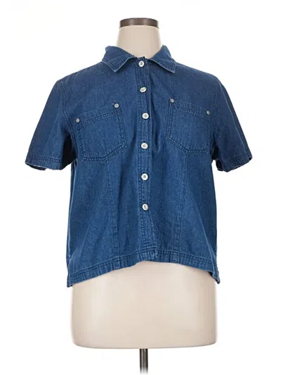Pre-owned Erika Short Sleeve Button Down Shirt In Blue