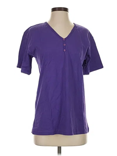 Pre-owned Erika Short Sleeve Henley Shirt In Purple