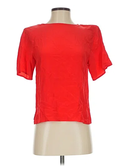 Pre-owned Erika Short Sleeve Silk Top Red Keyhole Neckline Tops