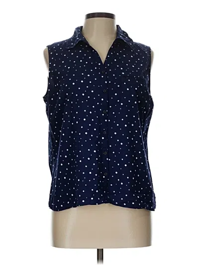 Pre-owned Erika Sleeveless Button Down Shirt In Blue