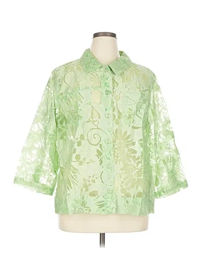 Pre-owned Erin 3/4 Sleeve Blouse In Green
