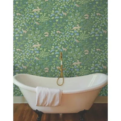 Erin & Ben Co. Woodland Floral Peel & Stick Wallpaper In Green