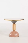 Erin Fetherston For Anthropologie Wood Marble Round Side Table In White