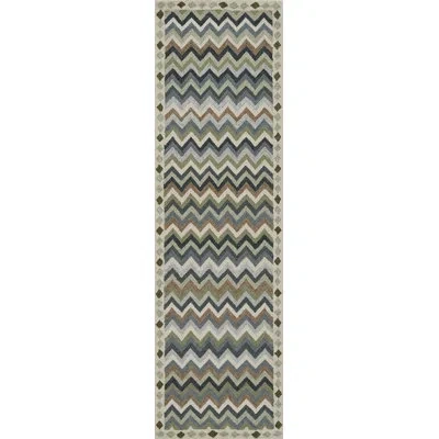 Erin Gates By Momeni Abbott  Abbot Hand Tufted Wool Zig Zag Blue Area Rug
