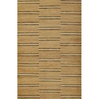 Erin Gates By Momeni Crescent Broken Stripe Natural Hand Woven Jute Area Rug