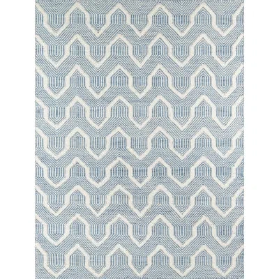 Erin Gates By Momeni Langdon Geometric Handmade Flatweave Wool Blue/ivory Area Rug In Blue;ivory