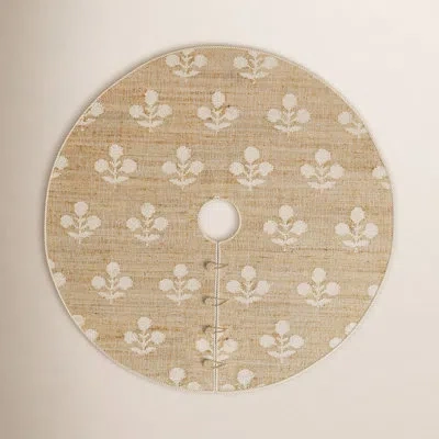 Erin Gates By Momeni Orchard Bloom Natural Hand Woven Wool And Jute Tree Skirt 5' X 5' Round In Brown;beige