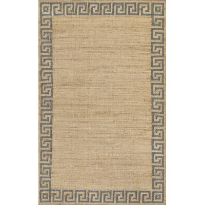 Erin Gates By Momeni Orchard Greek Key Jute And Wool Hand Woven Blue Area Rug