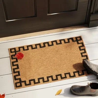 Erin Gates By Momeni Park Greek Key Hand Woven 30 In. X 18 In. Non-slip Outdoor Door Mat In Natural