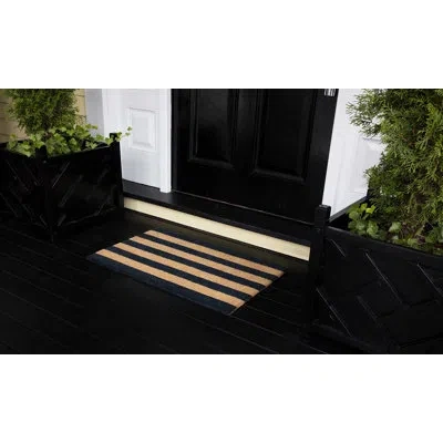 Erin Gates By Momeni Park Hand Woven 30 In. X 18 In. Non-slip Outdoor Door Mat In Black,brown