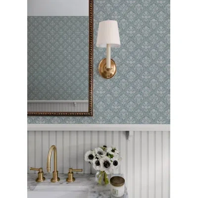 Erin Gates Frances Moss Fishscale Wallpaper In Blue