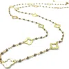 Erin Gray Brushed Long Necklace In Clover And Pyrite In Multi