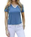 Erin Gray Jackie Tailored V Top In Slate Blue In Blue
