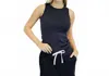 Erin Gray Luxe Elevated Ribbed High Neck Tank Top In Navy In Blue