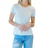 Erin Gray Short Sleeve Jeans Crewneck Tee In Pale Blue In Blue