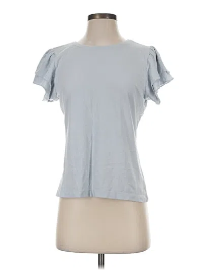 Pre-owned Erin Gray Short Sleeve Top Gray Keyhole Neckline Tops
