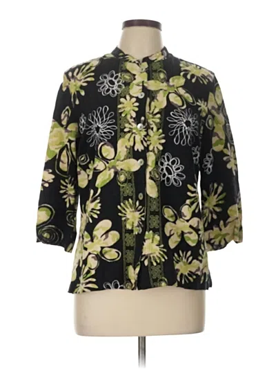 Pre-owned Erin London 3/4 Sleeve Blouse In Green