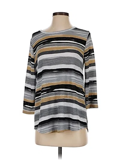 Pre-owned Erin London 3/4 Sleeve Top Gray Boatneck Tops