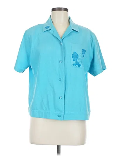Pre-owned Erin London Short Sleeve Button Down Shirt In Blue