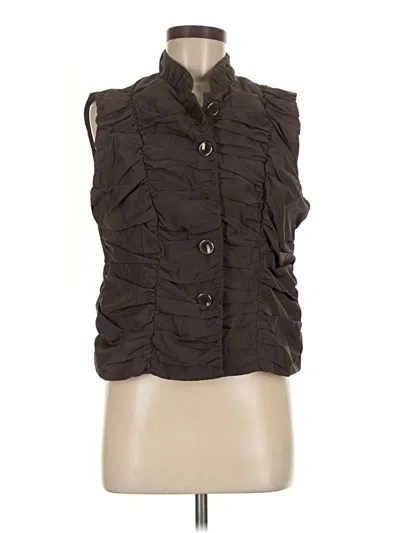 Pre-owned Erin London Sleeveless Button Down Shirt In Brown