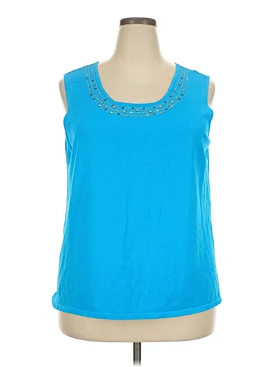 Pre-owned Erin London Sleeveless Top Blue Scoop Neck Tops