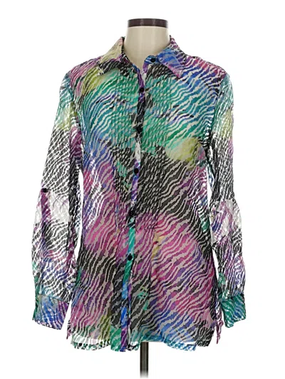 Pre-owned Erin Long Sleeve Blouse In Purple