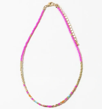 Erin Mcdermott Jewelry Hot Pink Beaded Necklace In Gold