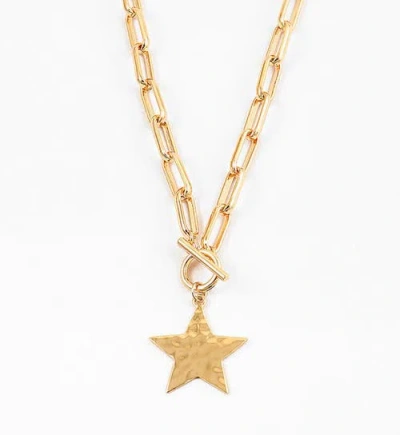 Erin Mcdermott Jewelry Star Hammered Necklace In Gold