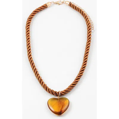 Erin Mcdermott Jewelry Sun-warmed Amber Heart Necklace In Gold