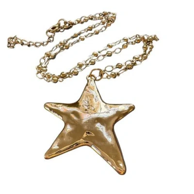 Erin Mcdermott Jewelry Textured Star Necklace In Gold