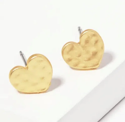 Erin Mcdermott Jewelry With Love Hammered Gold Heart Earrings