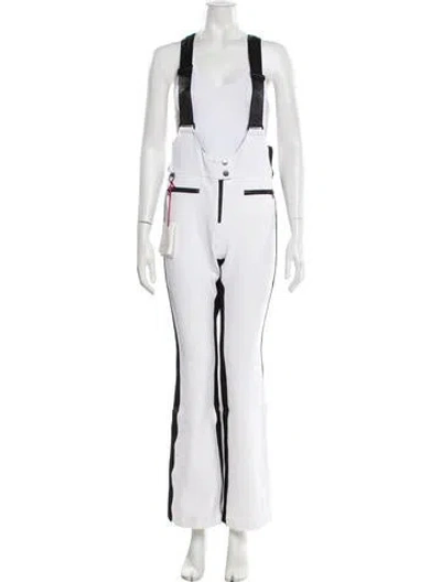 Pre-owned Erin Snow Colorblock Pattern Wide Leg Pants In White