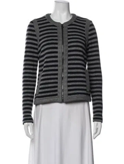 Pre-owned Erin Snow Striped Jacket In Grey